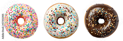 Slika na platnu Cutout donuts on transparent background. Generative AI image
