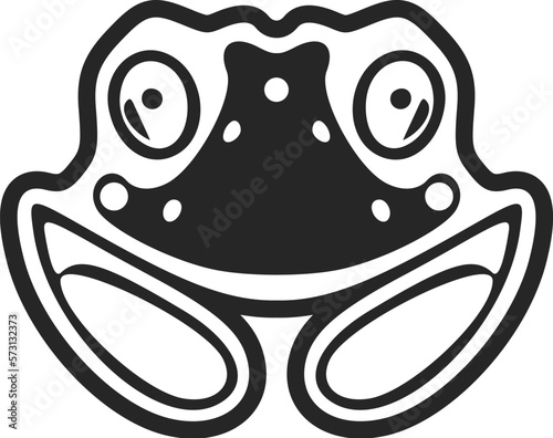 The exquisite black white logo of the toad. Isolated.