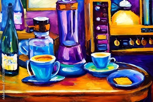 Illustration of a barista table at a cafe photo