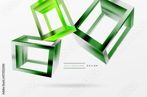 3D cube shapes vector geometric background. Trendy techno business template for wallpaper, banner, background or landing