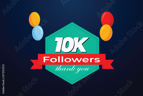 10k followers celebration greeting banner with balloons