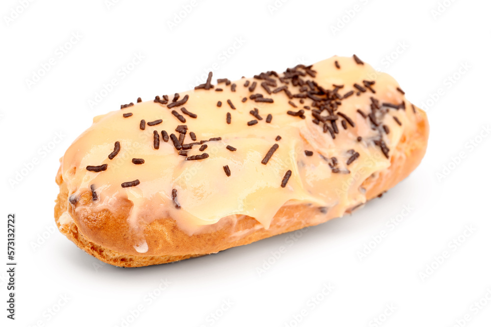 Delicious eclair isolated on white background Delicious eclair isolated on white background