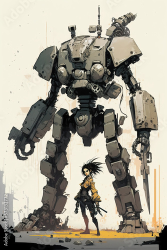 Girl with Mech Futuristic Comic Book Character Reference