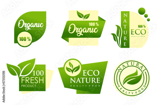 Organic vegetarian banner.Set of modern natural and organic products logo templates and icons.