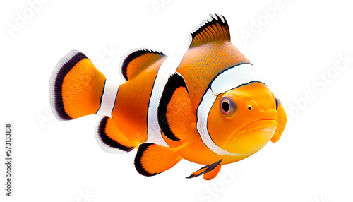 Clownfish fish isolated on white background, generative AI