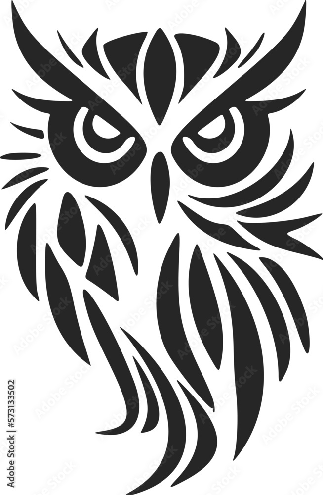Naklejka premium Cool simple black vector owl vector logo. Isolated.