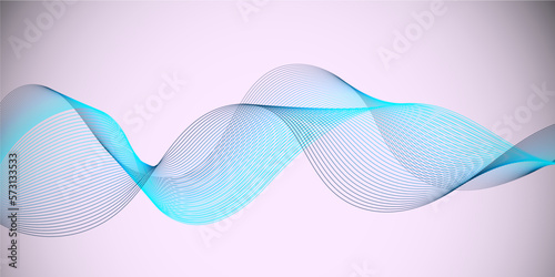 Abstract smooth blue lines element swoosh speed wave on grey background. Wave of blue lines.