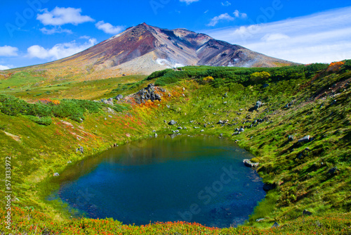 Beautiful autumn colors at  Mt. Asahidake, Hokkaido, Japan.