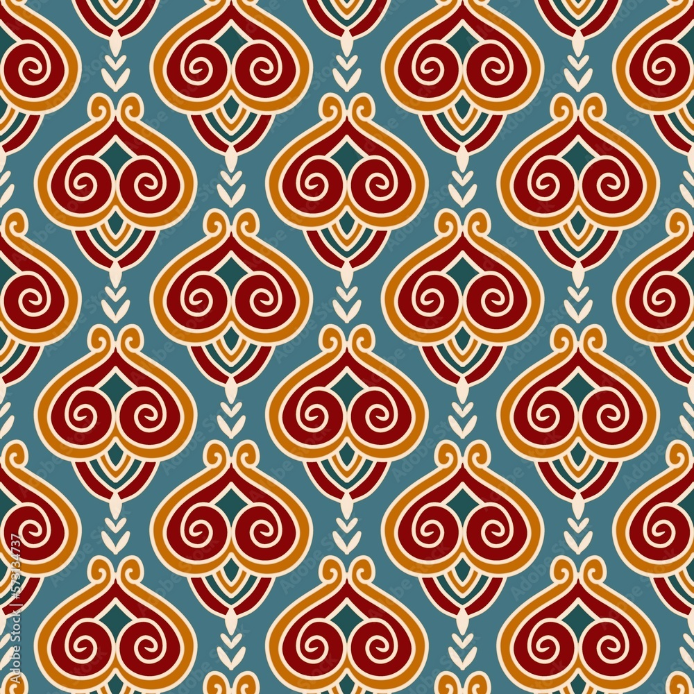 Fototapeta premium pattern, tile, decoration, art, abstract, texture, design, wall, carpet, traditional, fabric, mosaic, wallpaper, architecture, old, turkish, floral, ceramic, ornament, thai, red, textile, blue, antiqu