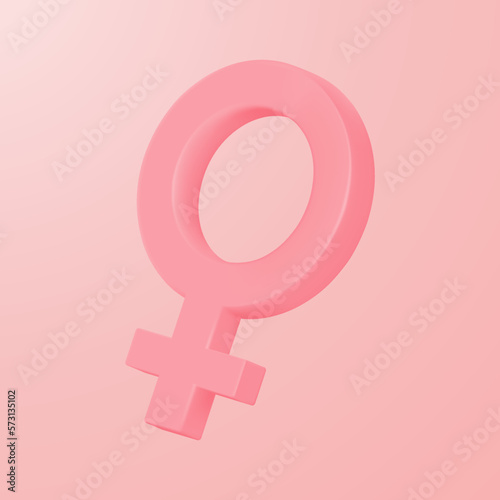 Female gender symbol icon isolated on pink background. 3D Vector Illustration.