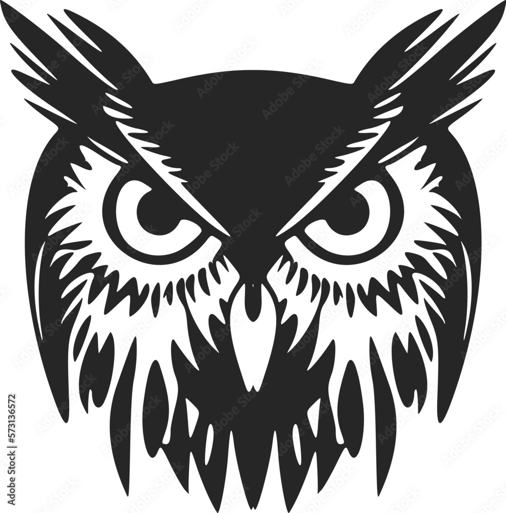 Elegant black owl logo. Isolated on a white background.