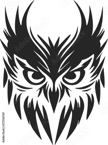 Delicate simple black vector owl vector logo. Isolated.