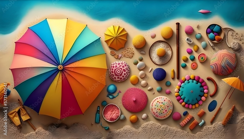 Fototapeta premium beach with umbrella abstract created using Generative AI Technology