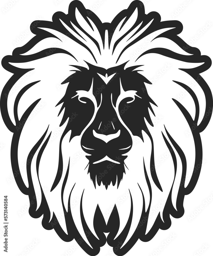 A graceful simple black white vector logo of the lion. Isolated.