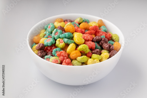 Bowl of cereals on white background 
