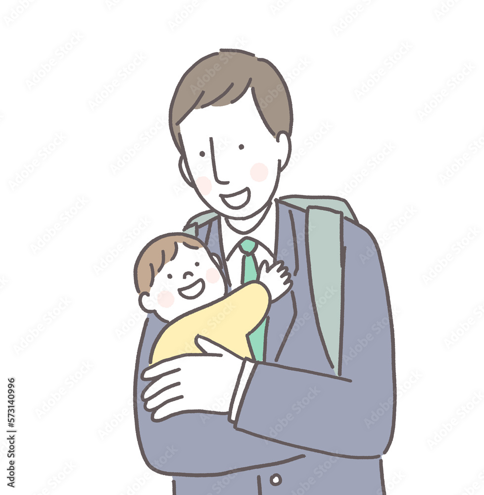 スーツ姿のお父さんと赤ちゃん スーツ姿のお父さんと赤ちゃん