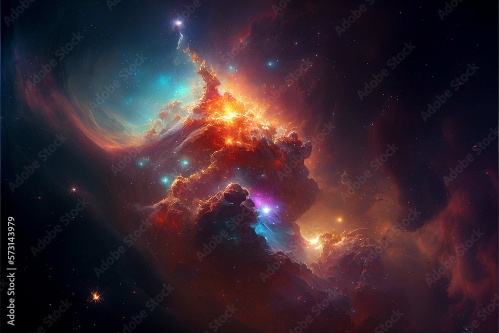 Abstract background. Colorful nebula. Fantasy fractal texture. Digital art. 3D rendering.