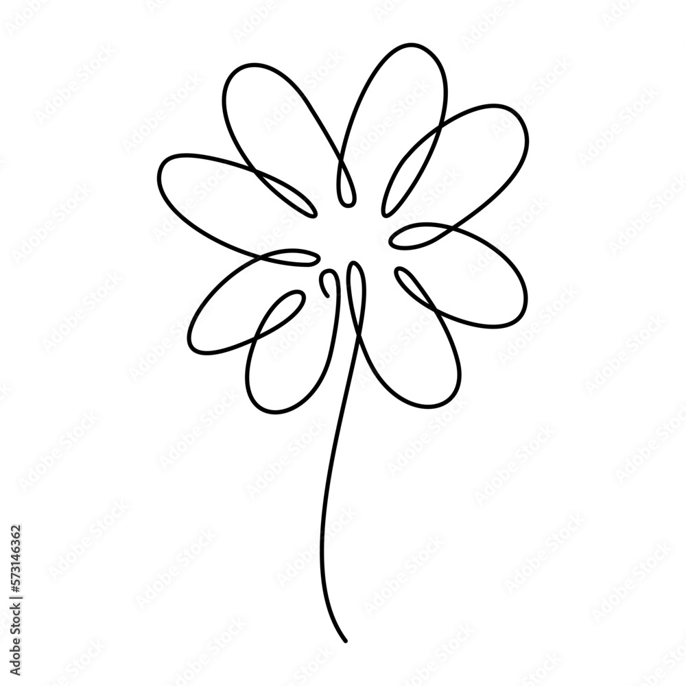 Lucky clover leaf. One continuous line icon with four leaf shamrock