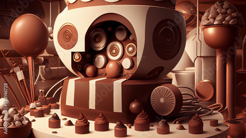 robot made of chocolate candies and balls. Generative Ai