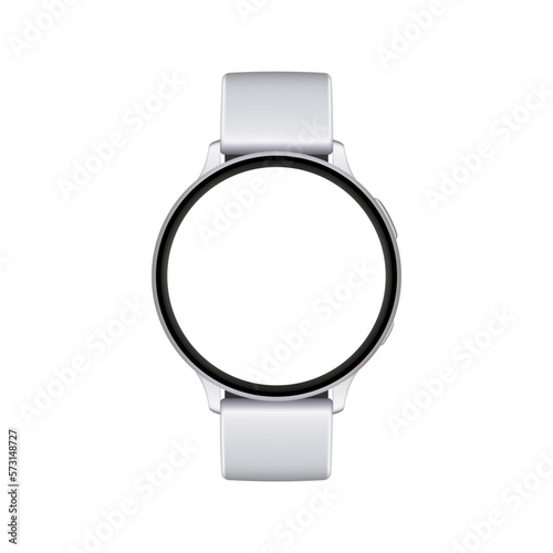 Modern Round Wrist Watch With Silver Strap, Isolated on White Background. Vector Illustration