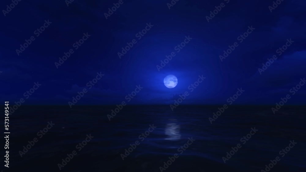 Full Moon and Sea 3D Video Animation Full Moon and Sea 3D Video Animation