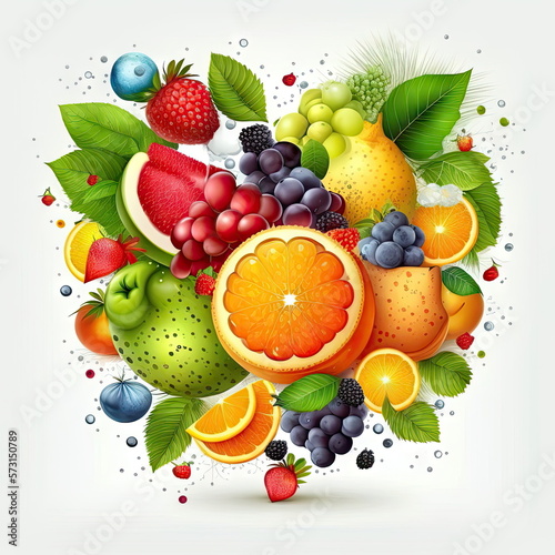 Fruits set  white background  vector illustration  Made by AI Artificial intelligence