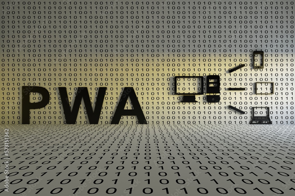 PWA concept text sunlight 3D illustration Stock Illustration | Adobe Stock