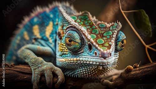 Vibrant Colors of a Close-Up Chameleon
