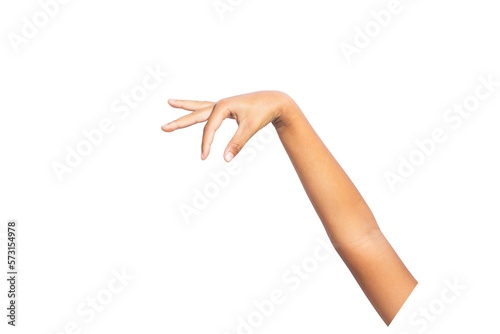 hand holding something isolated on white