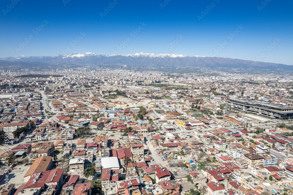 Fototapeta premium 2023 Turkey-Syria Earthquake. Hatay drone photo