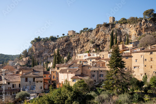 Cotignac is a French village in Provence. It is famous for its troglodyte dwellings that are carved into tufa cliffs covered with large stalactites  and its two feudal towers from 1033. 