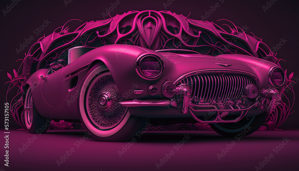 Naklejka premium Pink Perfection: A Vintage Automotive Beauty