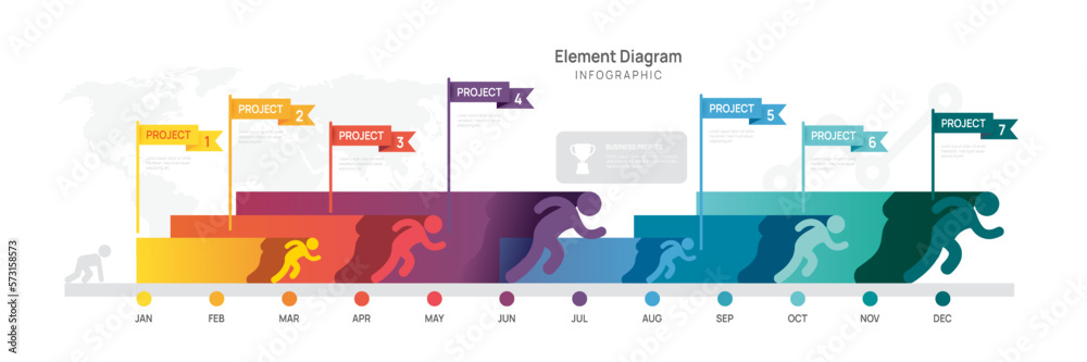 Infographic template for business. 12 Months modern Timeline element diagram gantt chart calendar, milestone presentation vector infographic.