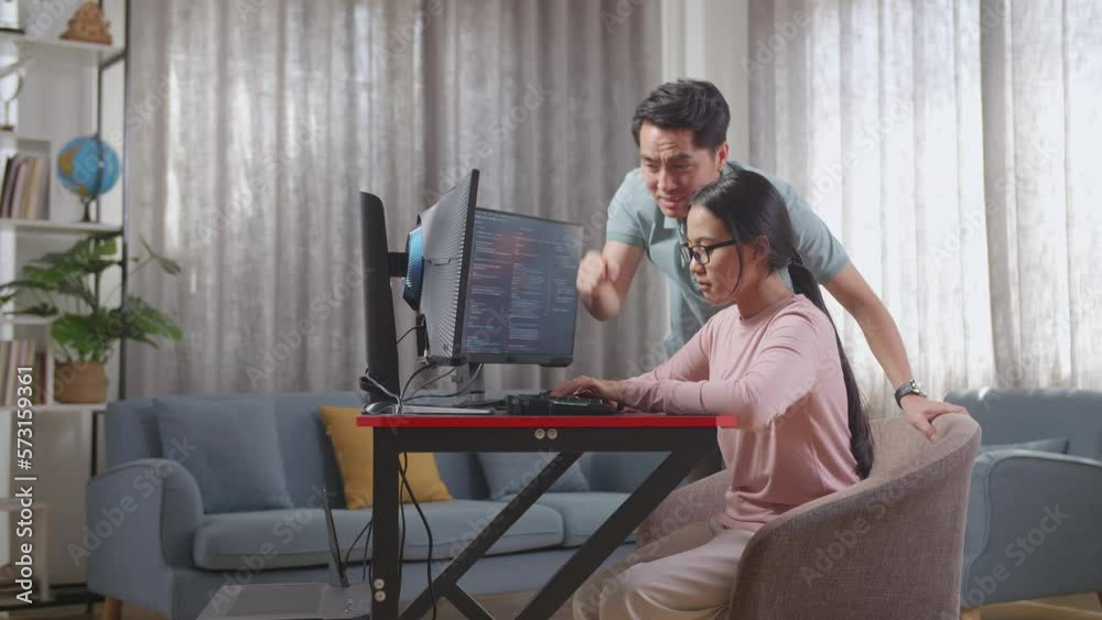 Asian Father Shouting At His Daughter While Creating Software Engineer Developing App, Program, Video Game On Desktop Computer At Home. Terminal With Coding Language
Asian Father Shouting At His Daughter While Creating Software Engineer Developing App, Program, Video Game On Desktop Computer At Home. Terminal With Coding Language