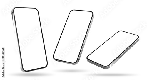 Konstfotografi Photos of mobile phone in different angles on white background