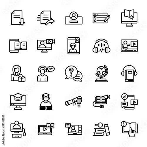 online learning icons set illustration vector graphic