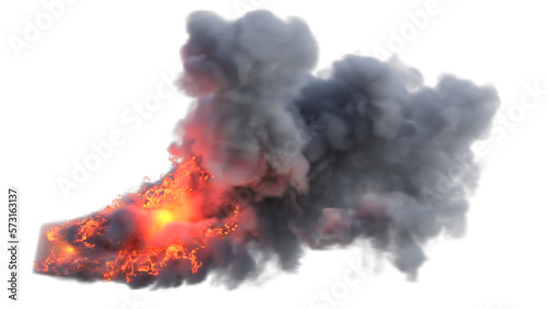 Canvastavla Smoke and fire explosion isolated. 3d render