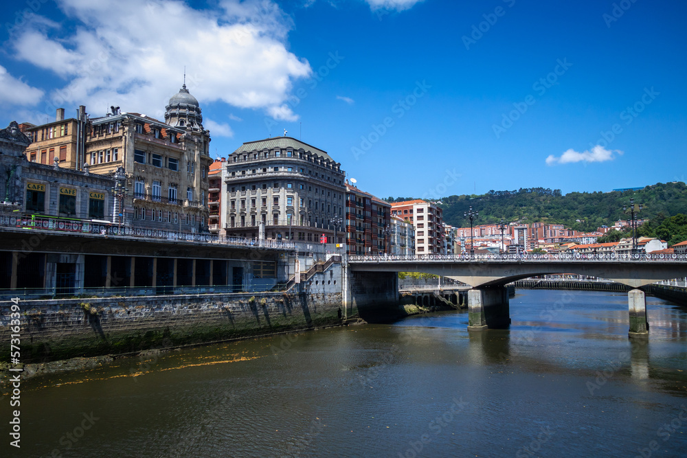 Quays of the Nervion river in Bilbao, Basque Country, Spain