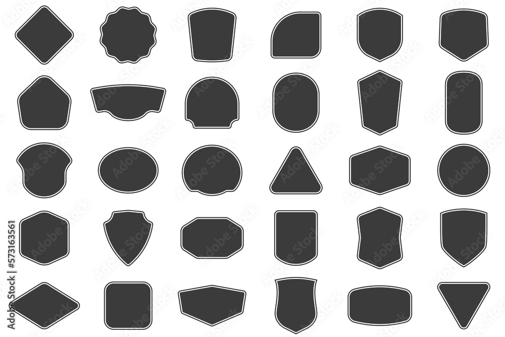 Set of vitage label and badges shape collections. Vector illustration. Black template for patch, insignias, overlay, elements for branding, packaging, prints .