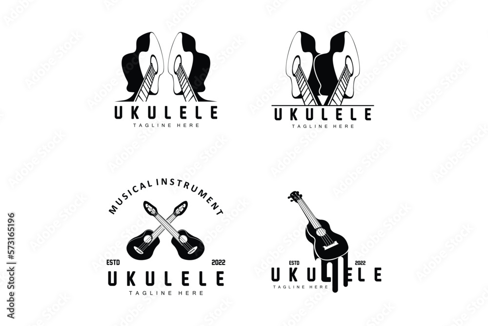 Minimalist Ukulele Music Logo Design, Ukulele Guitar Vector. Ukelele Logo Design