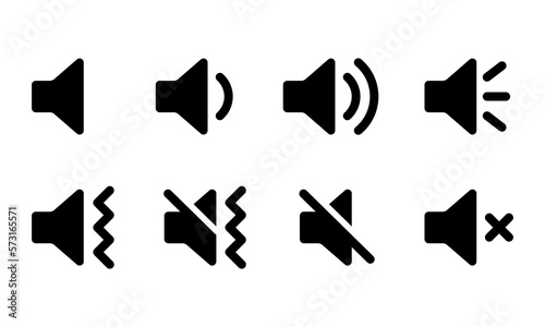 Ring, Vibrate, Silent, Mute cell phone or smartphone style icon set. Silent ring vibrate mode ring icon black and white new style design. Smartphone volume on and off icon. Vector illustration.
