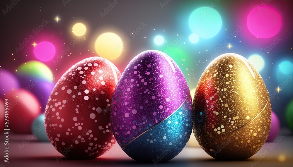easter eggs on bokeh background, fantasy eggs, generative AI easter eggs on bokeh background, fantasy eggs, generative AI