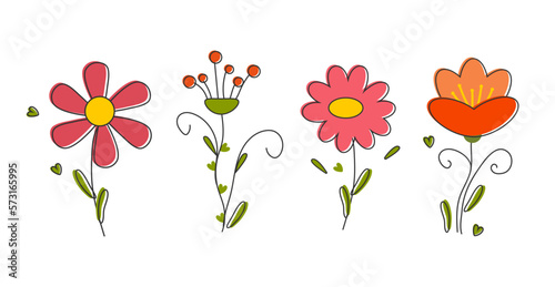 Beautiful strokes line of botanical flowers sketch style. Vector flowers illustration design for fashion,fabric ,and all prints on white background color. Vector © Vovmar