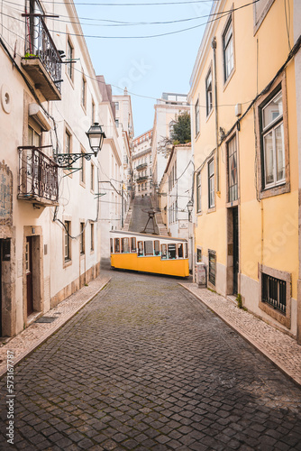 The iconic yellow tram in Lisbon