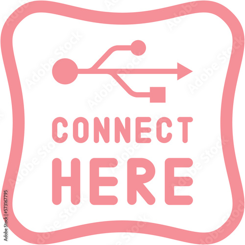 Connect here USB flash disk drive logo symbol
