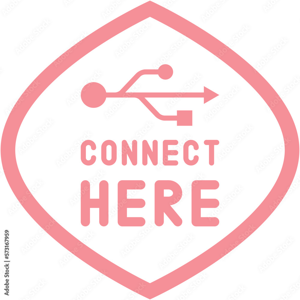 Connect here USB flash disk drive logo symbol
