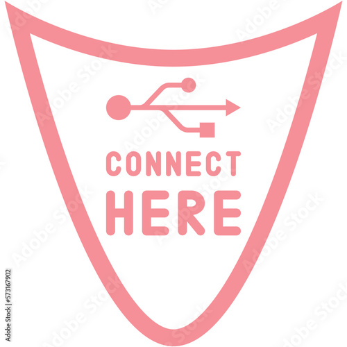 Connect here USB flash disk drive logo symbol
