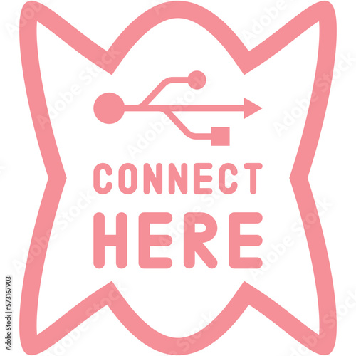 Connect here USB flash disk drive logo symbol
