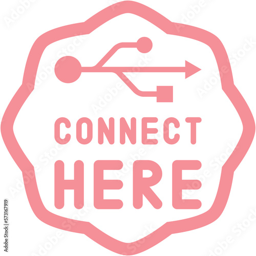 Connect here USB flash disk drive logo symbol
