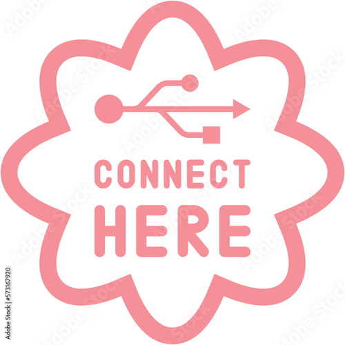 Connect here USB flash disk drive logo symbol

